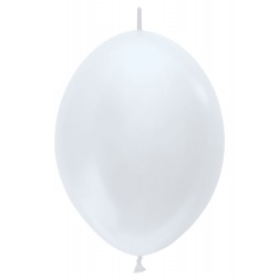 06" Satin White Link-O-Loons (50pcs)  (AIR ONLY) Sempertex Balloons
