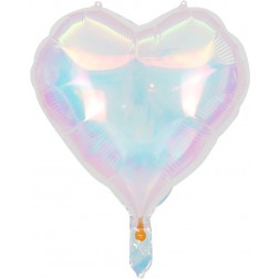 18" Iridescent Clear Heart Balloon