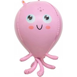 20" 3D Baby Pink Squid Balloon
