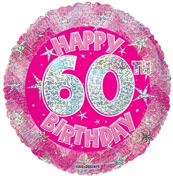  18" SP: PR Holographic Pink Happy 60th Birthday